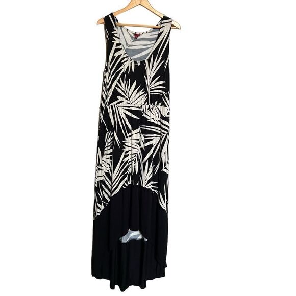 NWT Merona Black & Cream Palm Leaf Tank Maxi Dress Size XL - Picture 1 of 6